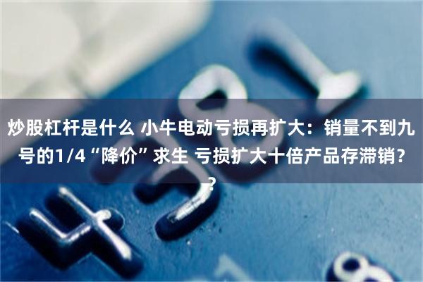 炒股杠杆是什么 小牛电动亏损再扩大：销量不到九号的1/4“降价”求生 亏损扩大十倍产品存滞销？