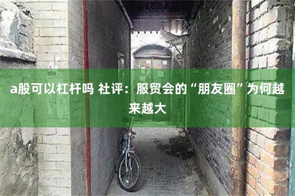 a股可以杠杆吗 社评：服贸会的“朋友圈”为何越来越大