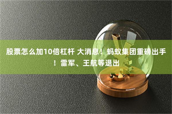 股票怎么加10倍杠杆 大消息！蚂蚁集团重磅出手！雷军、王航等退出