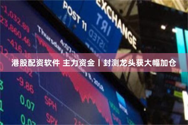 港股配资软件 主力资金丨封测龙头获大幅加仓
